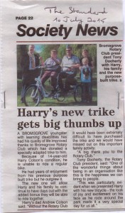 Harry's new trike -July 2015