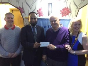 Presentation of cheque at Shimla Pepper Restaurant